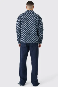 boohooMAN Boxy Checkerboard Distressed Checked Overshirt | UK| Shirts