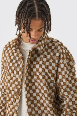 boohooMAN Boxy Checkerboard Distressed Checked Overshirt | UK| Shirts