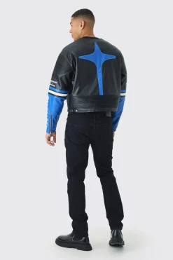 boohooMAN Boxy Collarless Homme PU Moto Jacket In | UK| Coats & Jackets