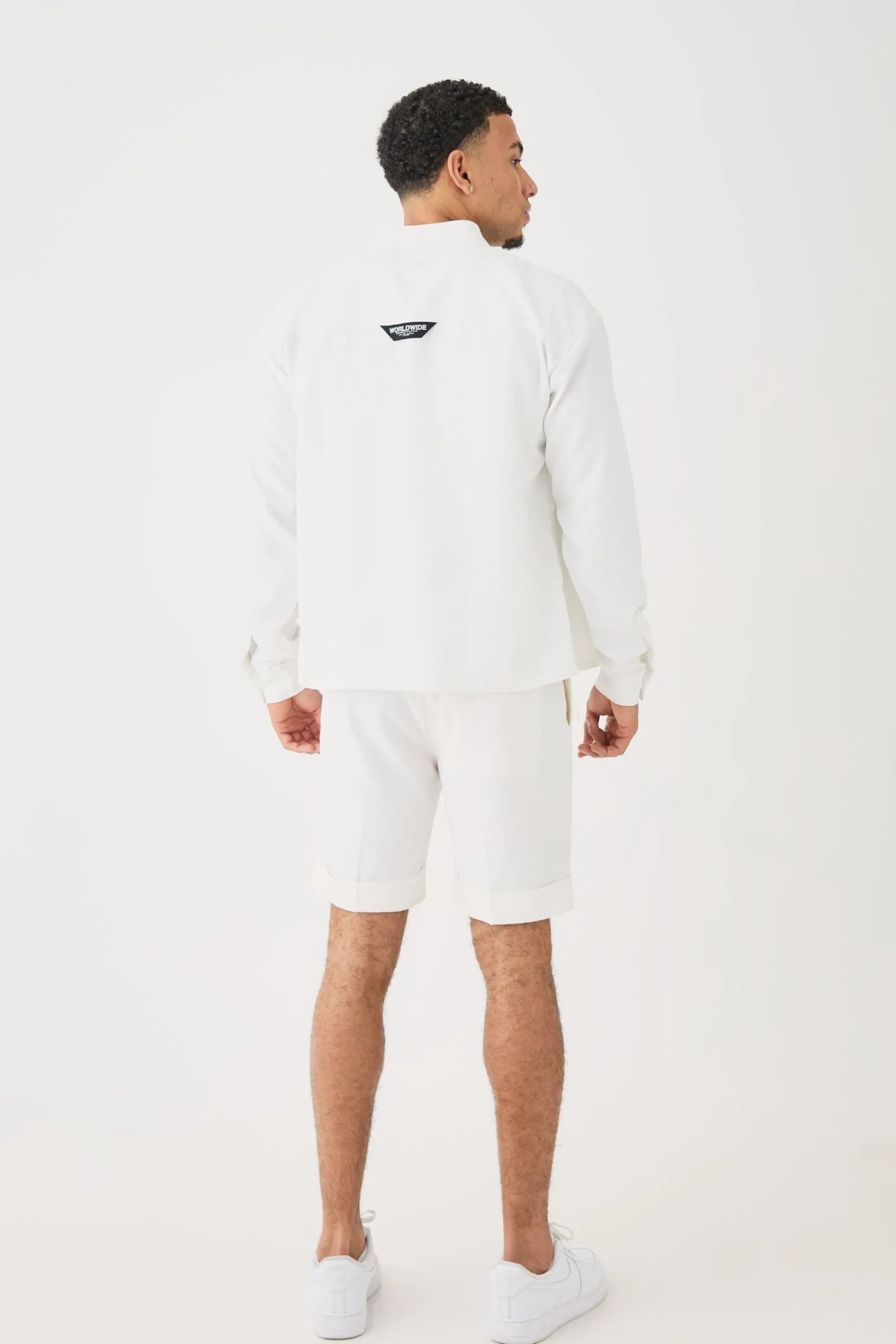 boohooMAN Boxy Collarless Soft Twill Label Shirt | UK| Shirts