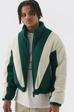 boohooMAN Boxy Colour Block Funnel Neck Fleece Jacket In | UK| Coats & Jackets