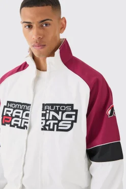 boohooMAN Boxy Colour Block Twill Moto Bomber Jacket In | UK| Coats & Jackets