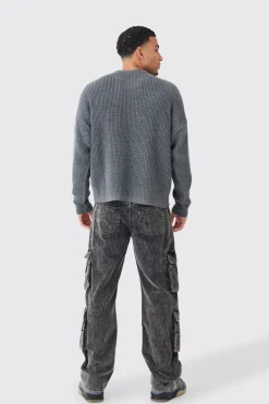 boohooMAN Boxy Crew Neck Ribbed Knitted Jumper | UK| Knitwear