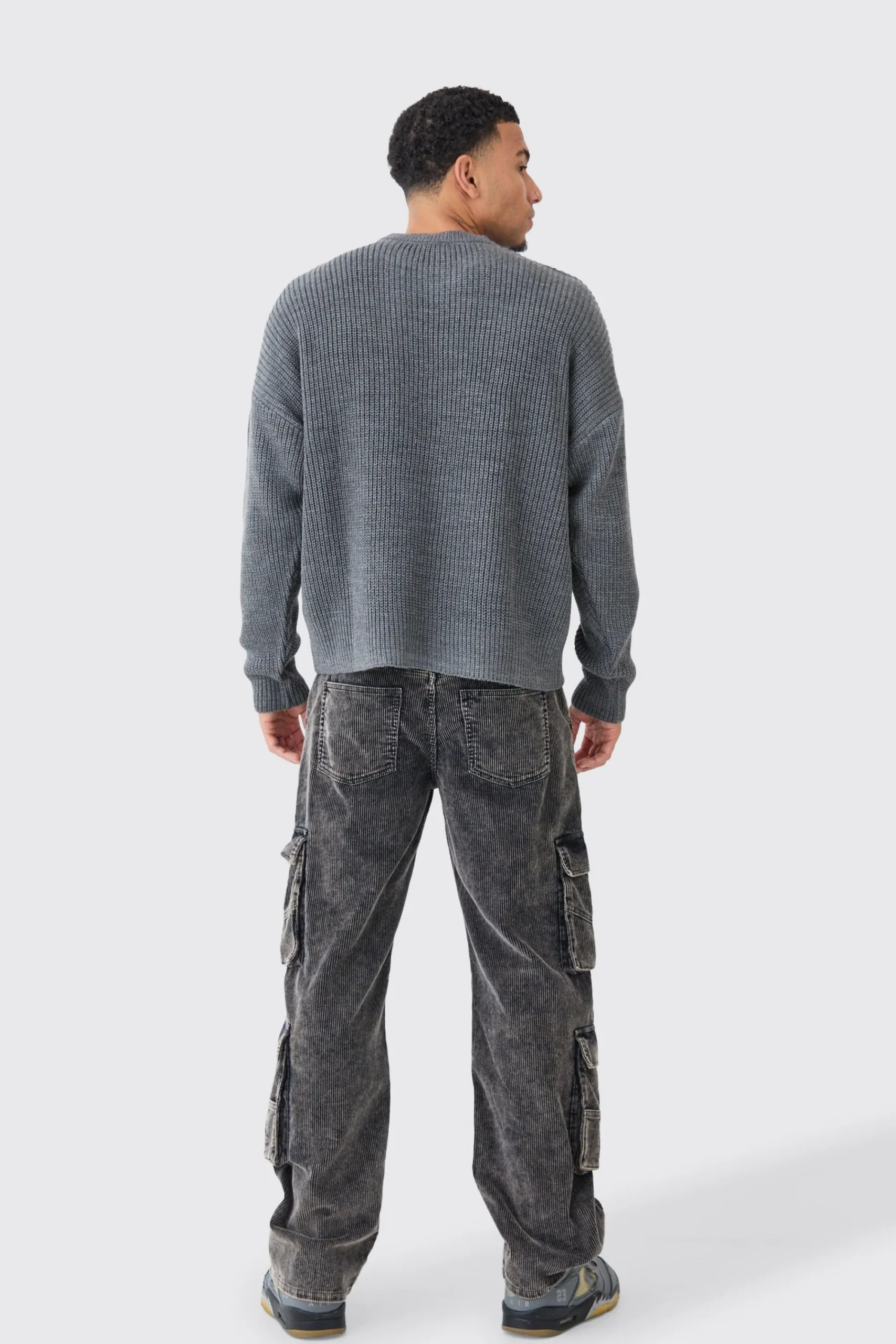 boohooMAN Boxy Crew Neck Ribbed Knitted Jumper | UK| Knitwear