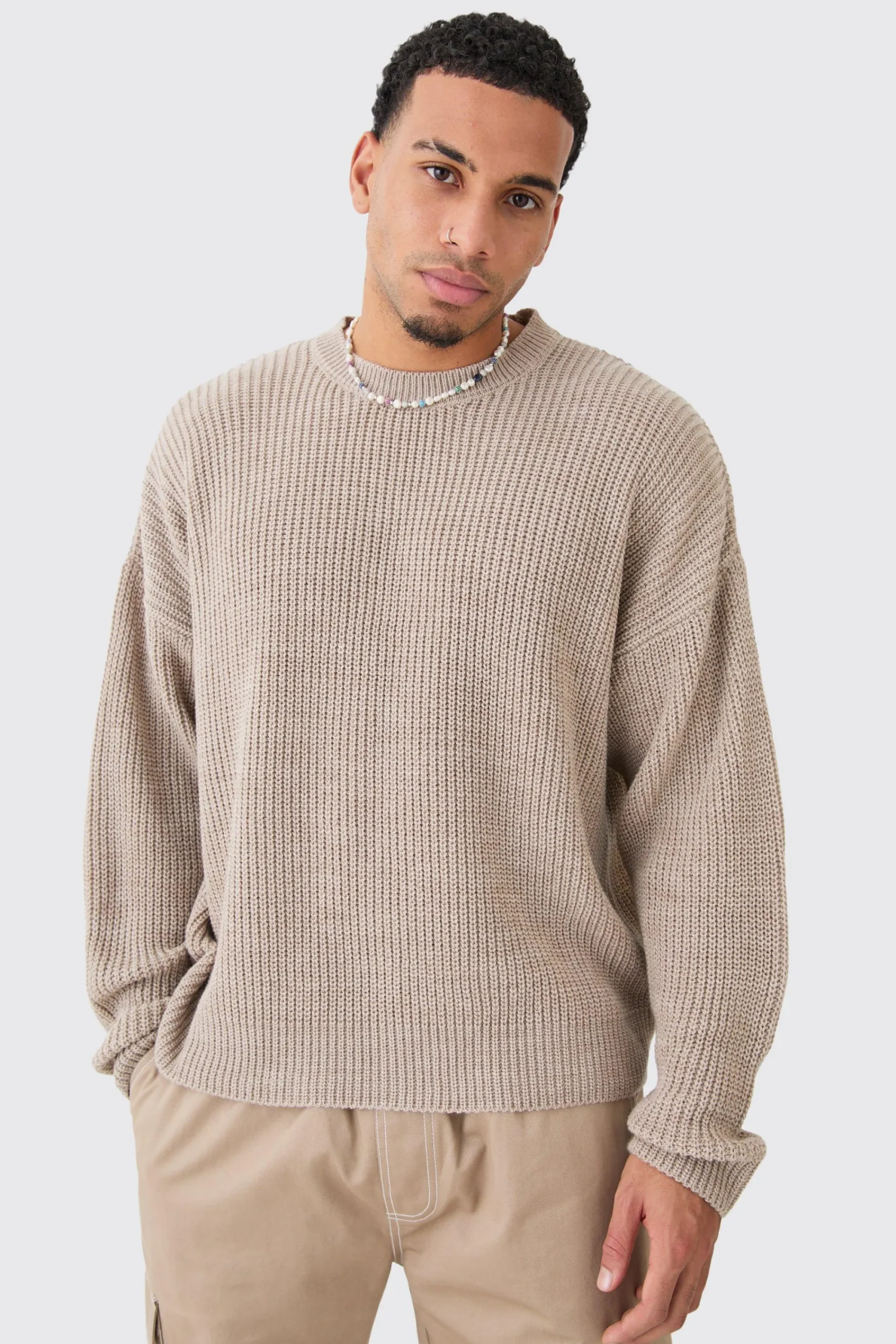 boohooMAN Boxy Crew Neck Ribbed Knitted Jumper | UK| Knitwear