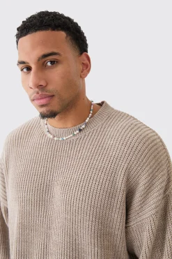 boohooMAN Boxy Crew Neck Ribbed Knitted Jumper | UK| Knitwear