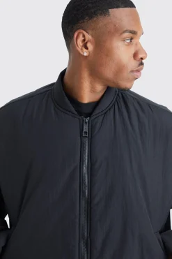 boohooMAN Boxy Crinkle Nylon Puffer Bomber | UK| Coats & Jackets