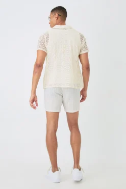boohooMAN Boxy Crochet Look Shirt | UK| Shirts