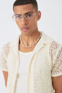 boohooMAN Boxy Crochet Look Shirt | UK| Shirts