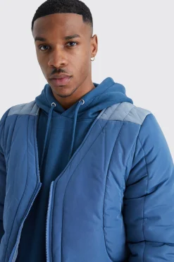 boohooMAN Boxy Curved Quilted Puffer | UK| Coats & Jackets