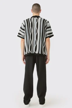 boohooMAN Boxy 3d Jacquard Knit Shirt | UK| Shirts