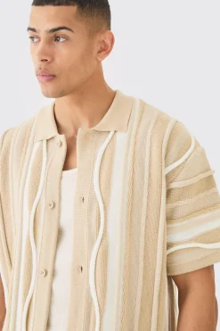 boohooMAN Boxy 3d Jacquard Knit Shirt | UK| Shirts