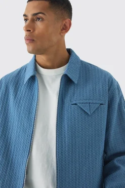 boohooMAN Boxy Denim Textured Jacket | UK| Coats & Jackets