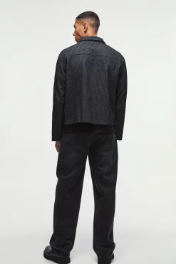 boohooMAN Boxy Denim Textured Jacket | UK| Coats & Jackets