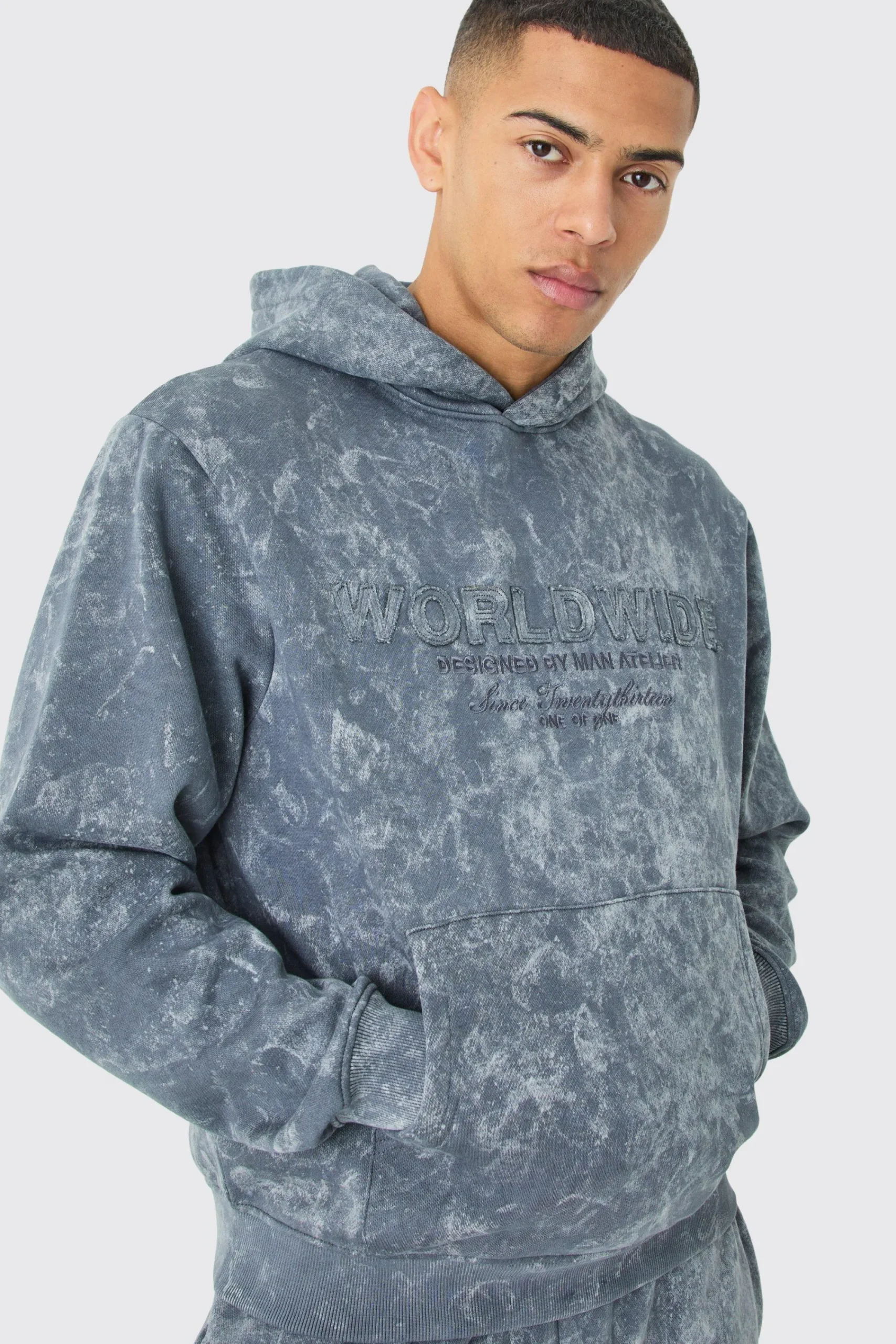 boohooMAN Boxy Distressed Applique Washed Hoodie | UK| Hoodies & Sweatshirts