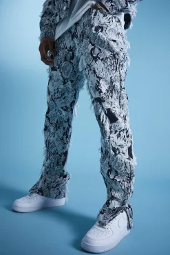 boohooMAN Boxy Distressed Tapestry Denim Jacket And Jeans | UK| Sets & Co-Ords