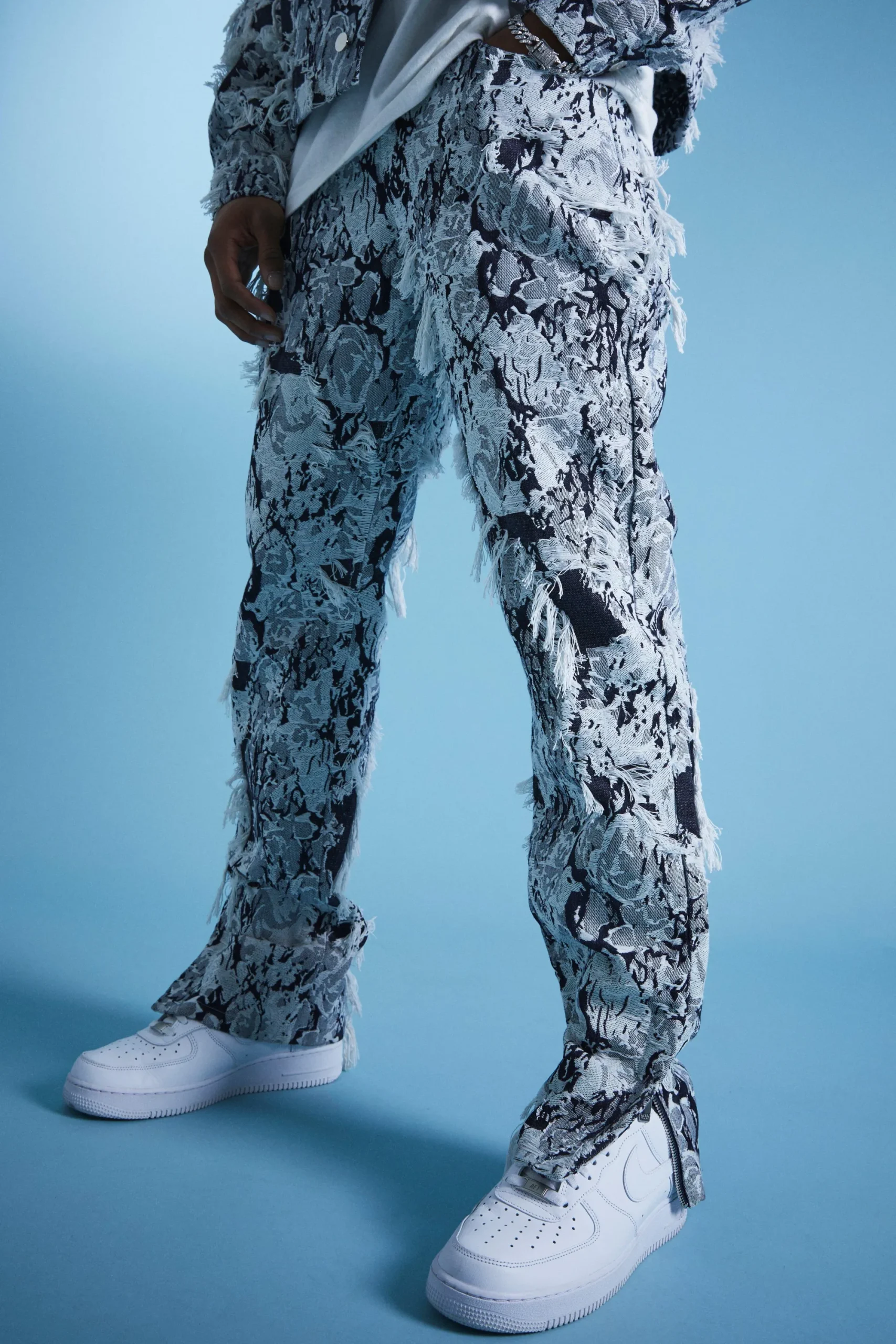 boohooMAN Boxy Distressed Tapestry Denim Jacket And Jeans | UK| Sets & Co-Ords