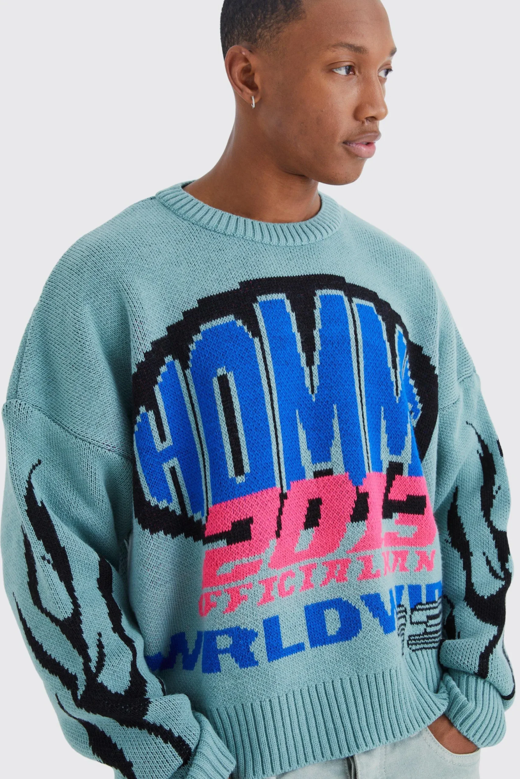 boohooMAN Boxy Drop Shoulder Moto Jumper | UK| Knitwear