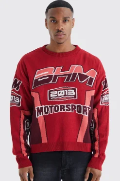 boohooMAN Boxy Drop Shoulder Moto Knitted Jumper | UK| Knitwear