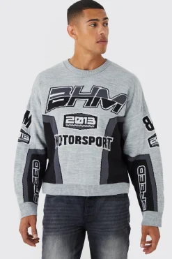 boohooMAN Boxy Drop Shoulder Moto Knitted Jumper | UK| Knitwear