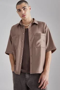 boohooMAN Boxy Dropped Shoulder Soft Twill Shirt | UK| Shirts