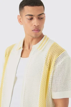 boohooMAN Boxy Dual Zip Open Stitch Colour Block Shirt | UK| Shirts