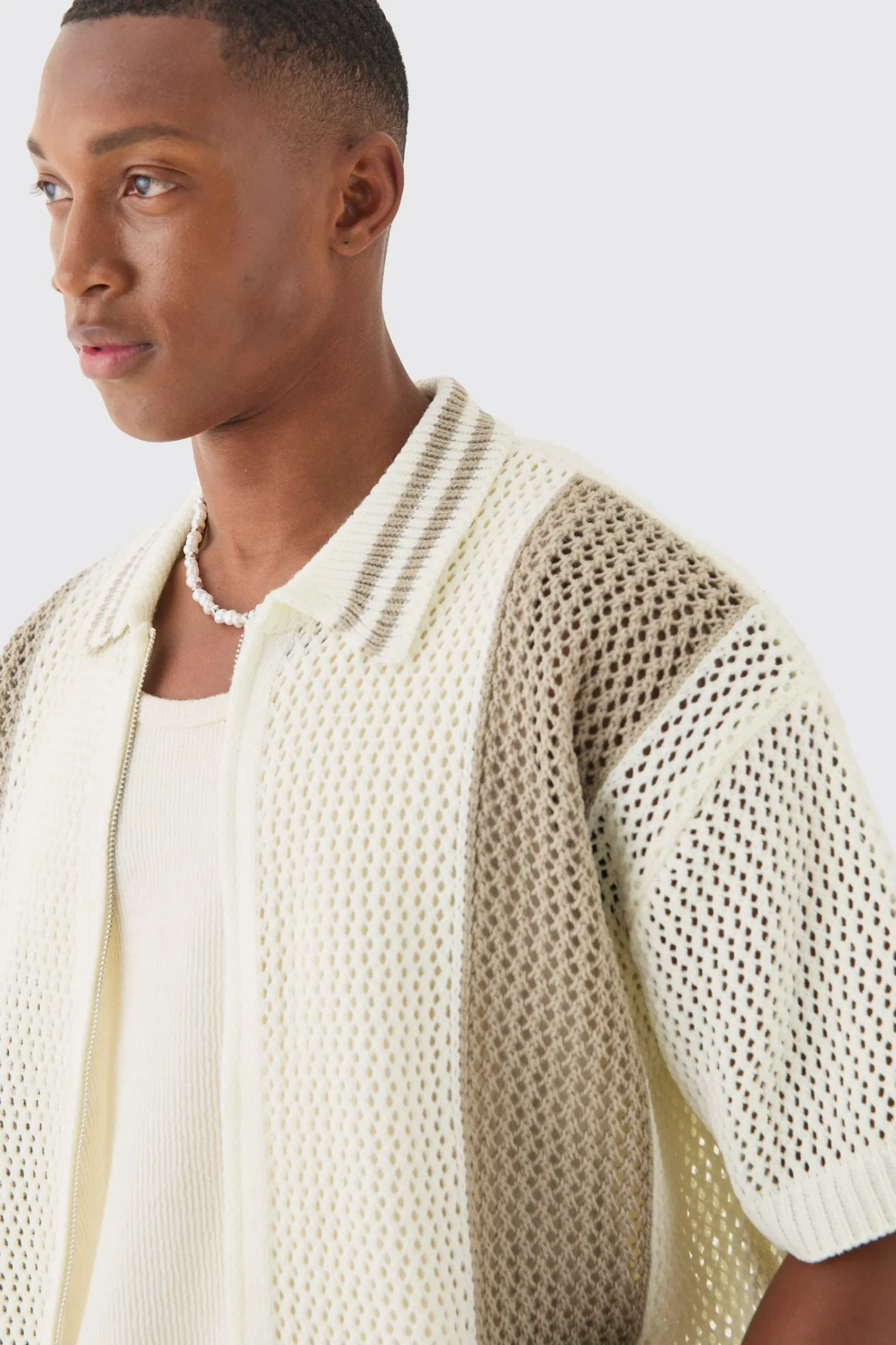 boohooMAN Boxy Dual Zip Open Stitch Colour Block Shirt | UK| Shirts