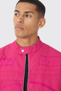 boohooMAN Boxy Embossed Pu Moto Jacket In | UK| Coats & Jackets