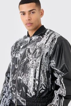 boohooMAN Boxy Embroidered Bomber | UK| Coats & Jackets