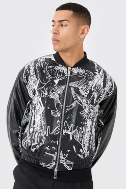 boohooMAN Boxy Embroidered Bomber | UK| Coats & Jackets