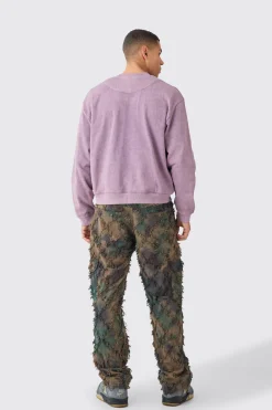 boohooMAN Boxy Extended Neck Acid Wash Embroidered Sweatshirt | UK| Hoodies & Sweatshirts