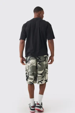 Boxy Extended Neck Raw Hem Large Official Mask Print T-shirt | UK^boohooMAN Outlet