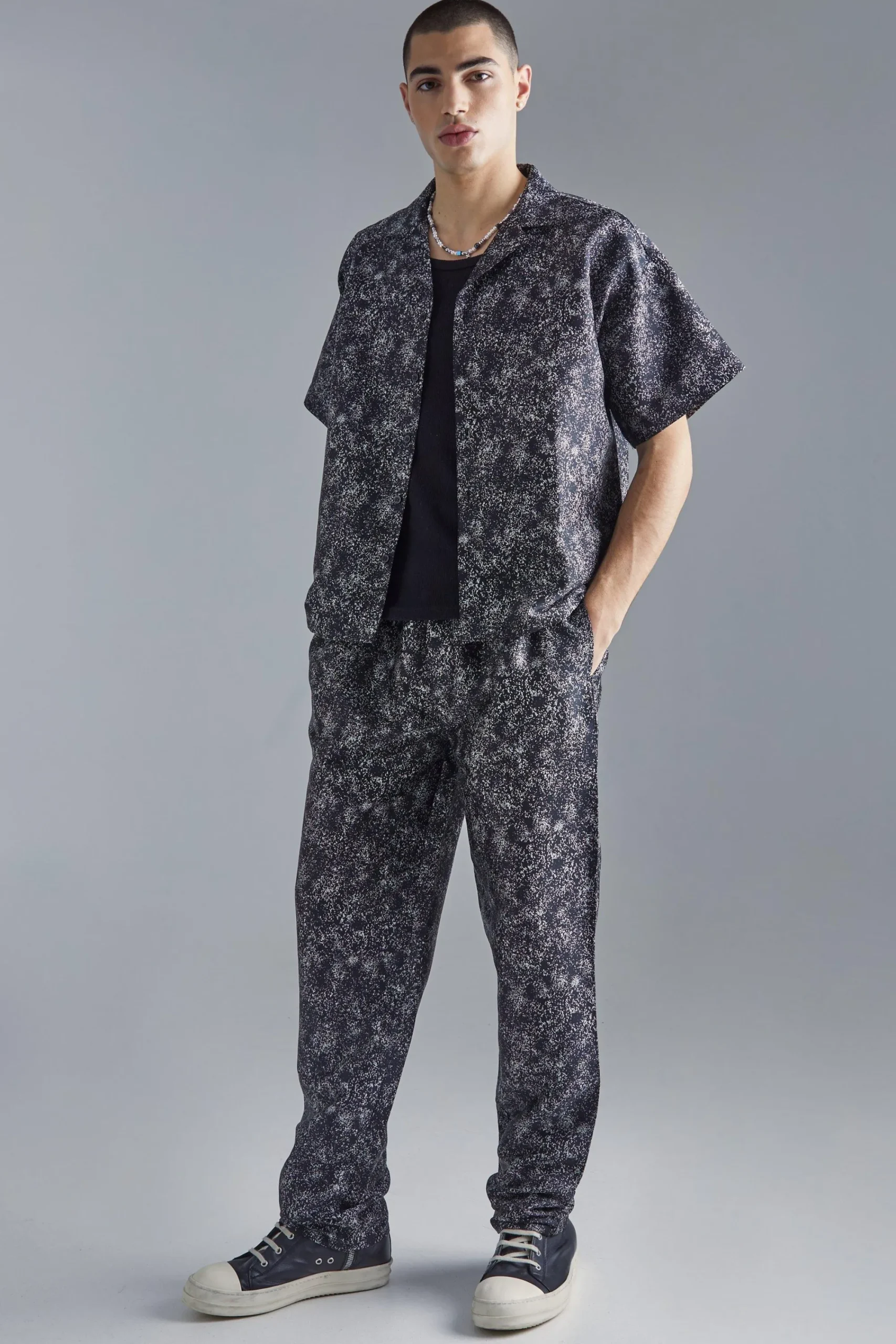 boohooMAN Boxy Fabric Interest Shirt And Trouser Set | UK| Sets & Co-Ords