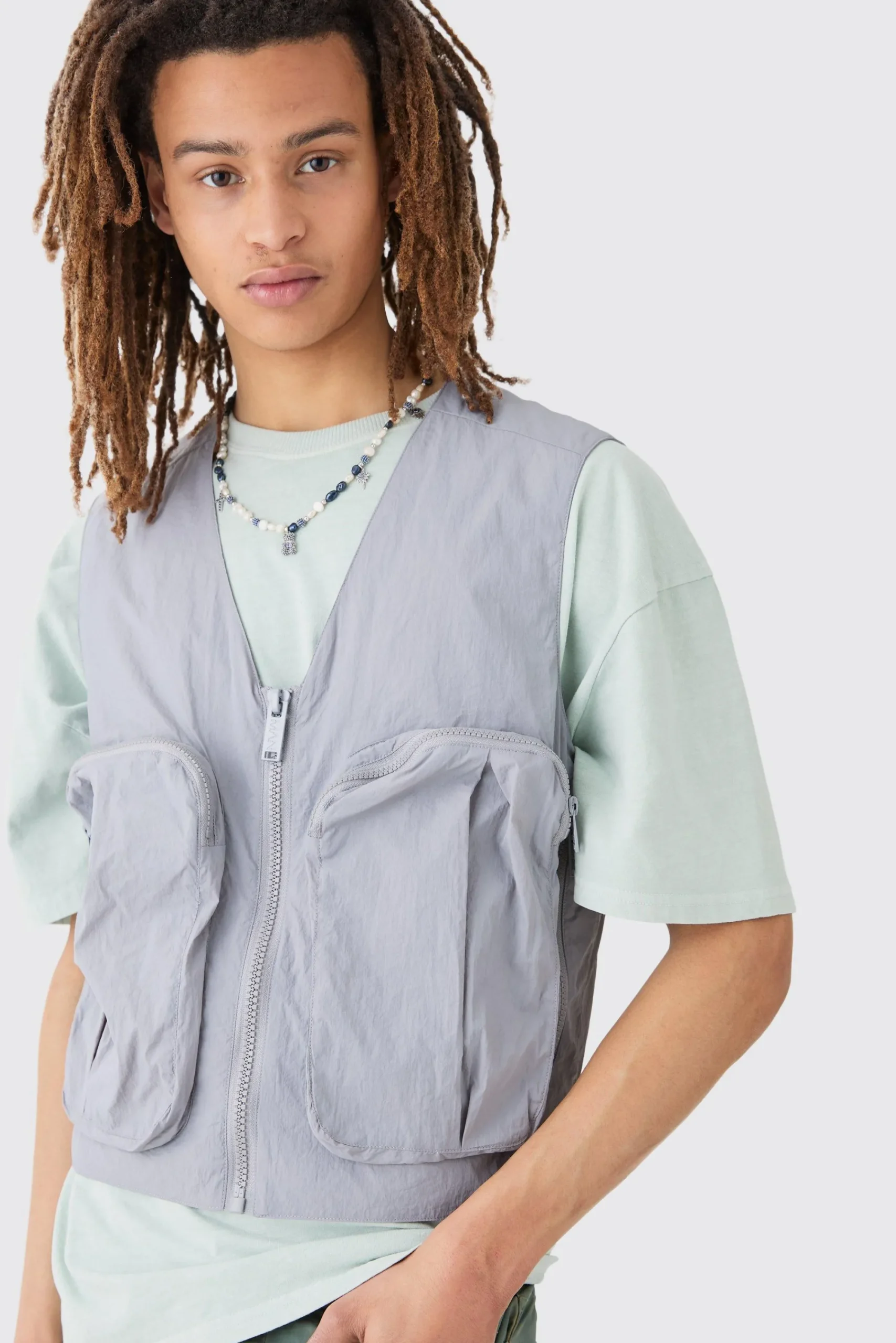 Boxy Fit Crinkle Nylon Gilet | UK^boohooMAN Discount