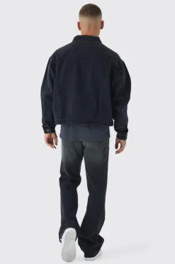 boohooMAN Boxy Fit Denim Jacket With Woven Label | UK| Coats & Jackets