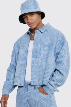 boohooMAN Boxy Fit Fabric Interest Denim Jacket | UK| Sets & Co-Ords|Coats & Jackets