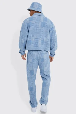 boohooMAN Boxy Fit Fabric Interest Denim Jacket | UK| Sets & Co-Ords|Coats & Jackets