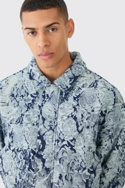 boohooMAN Boxy Fit Fabric Interest Distressed Denim Jacket | UK| Coats & Jackets