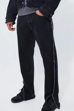 boohooMAN Boxy Fit Frayed Seam Denim Jacket And Jeans | UK| Sets & Co-Ords
