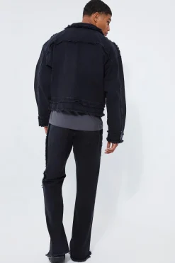 boohooMAN Boxy Fit Frayed Seam Denim Jacket And Jeans | UK| Sets & Co-Ords