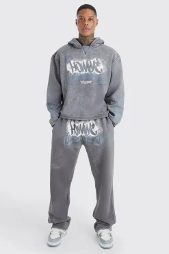 boohooMAN Boxy Fit Homme Graffiti Print Tracksuit | UK| Tracksuits