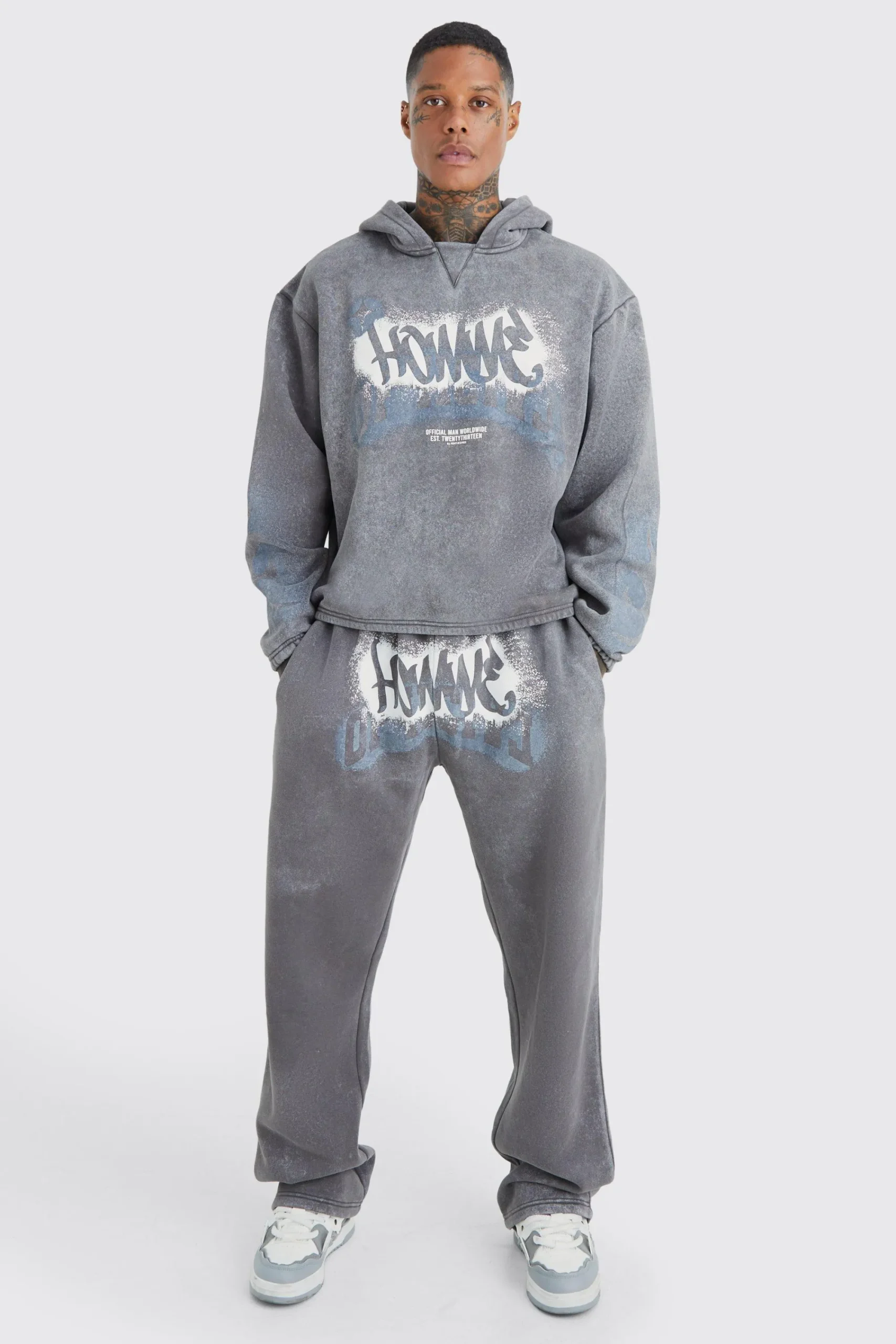 boohooMAN Boxy Fit Homme Graffiti Print Tracksuit | UK| Tracksuits