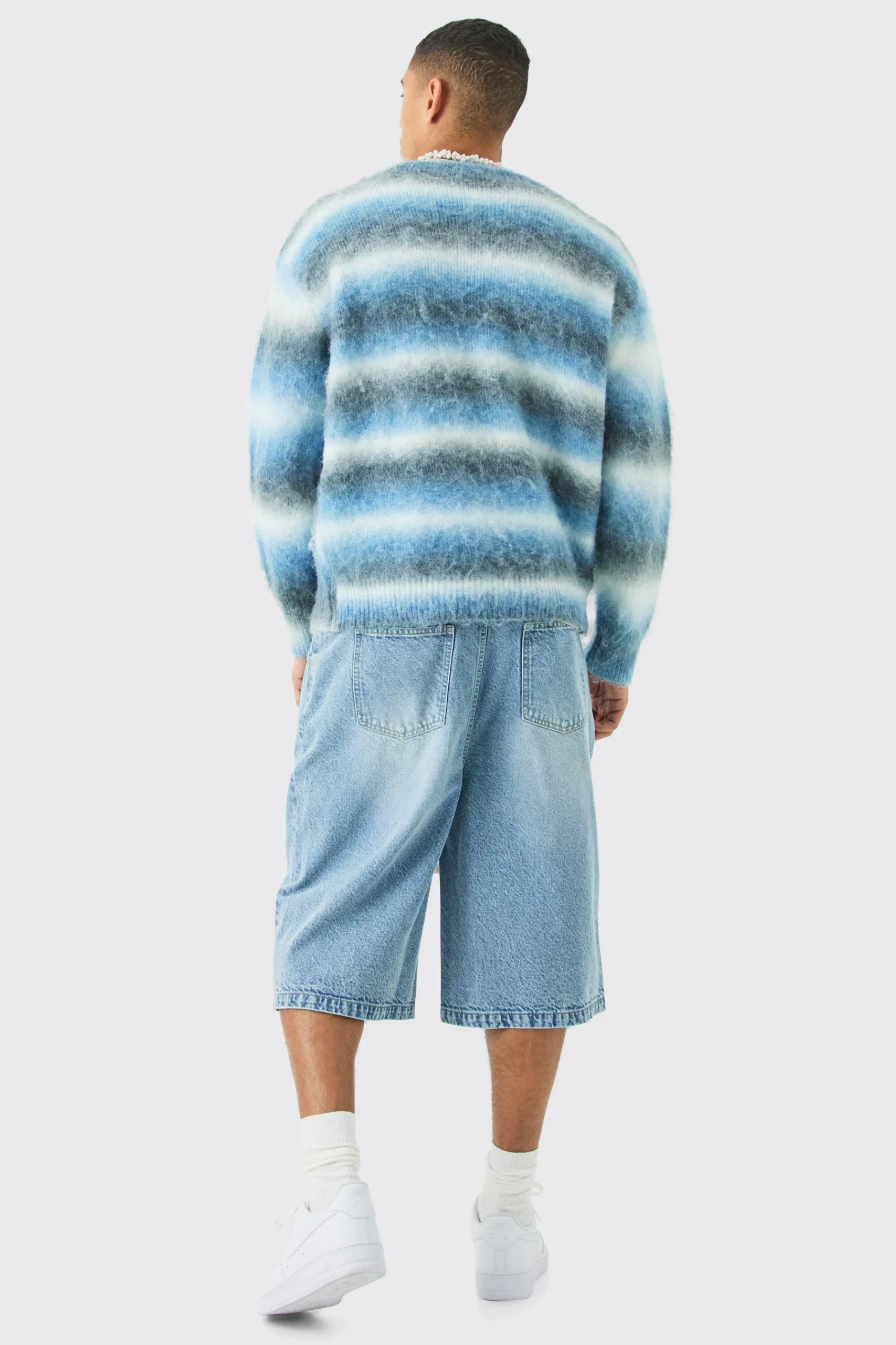 boohooMAN Boxy Fit Knitted Brushed Stripe Cardigan | UK| Knitwear