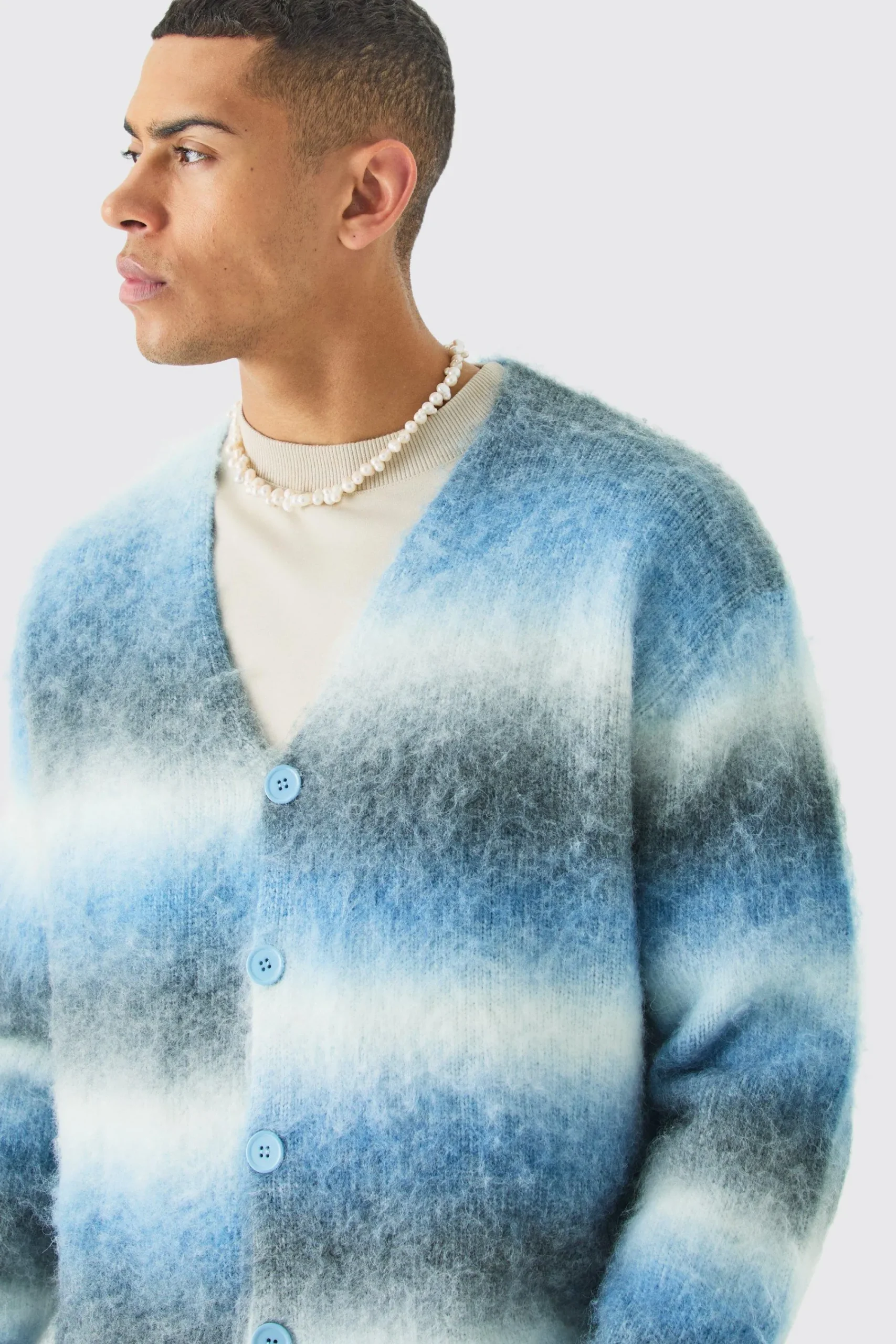 boohooMAN Boxy Fit Knitted Brushed Stripe Cardigan | UK| Knitwear