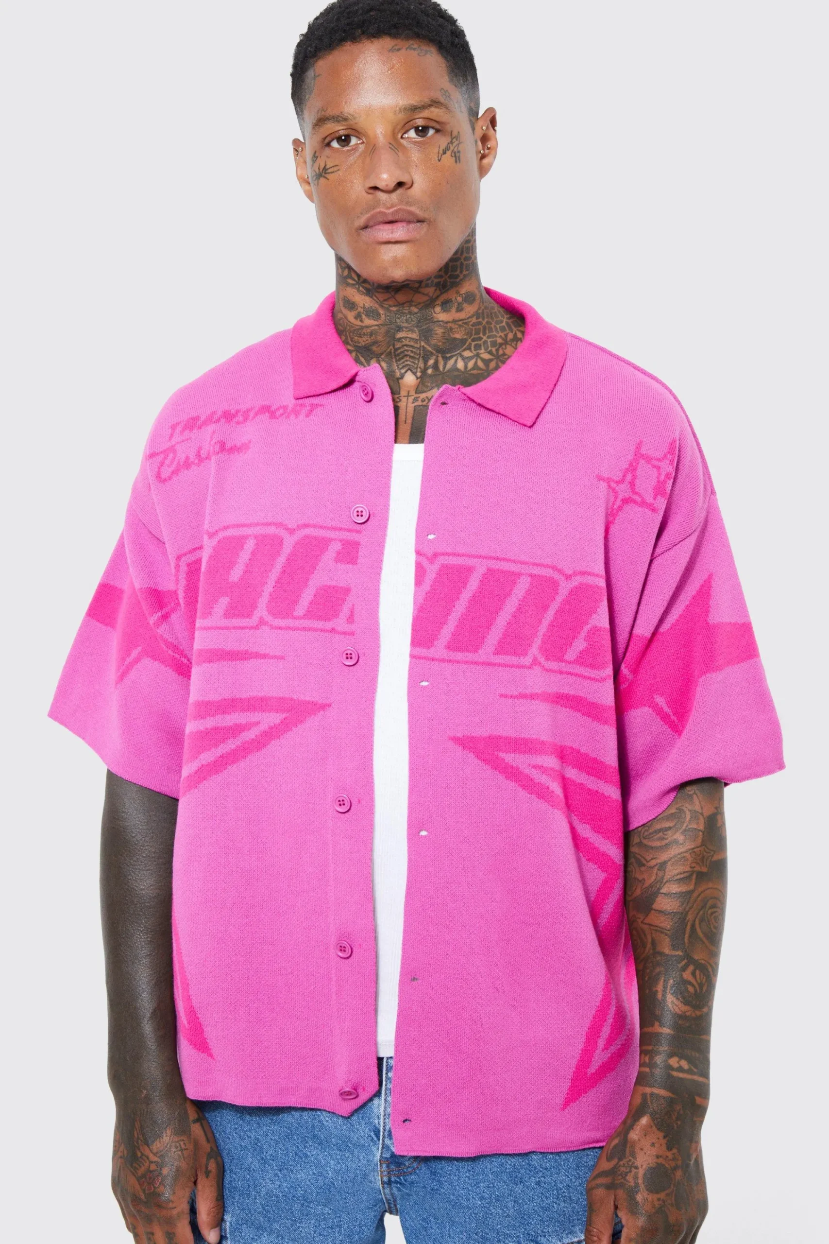 Boxy Fit Knitted Moto Shirt | UK^boohooMAN New