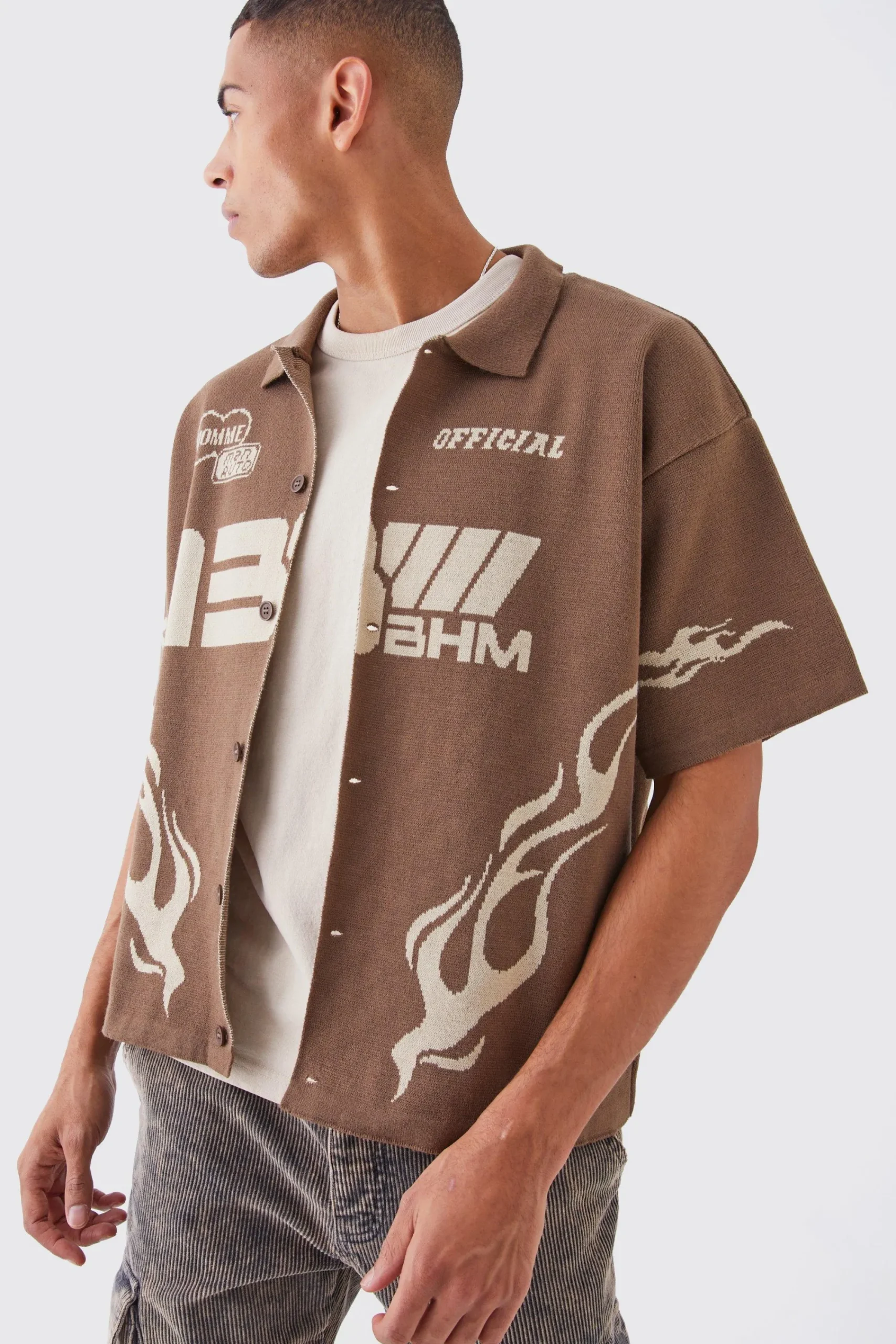 boohooMAN Boxy Fit Knitted Moto Shirt | UK| Knitwear