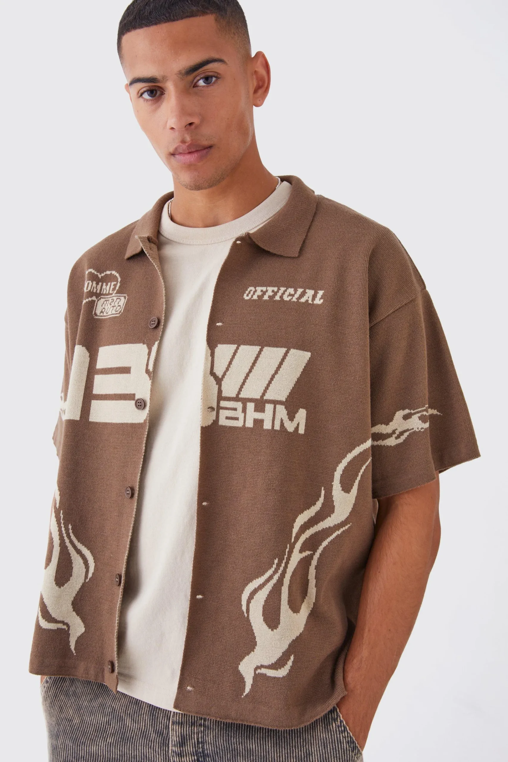 boohooMAN Boxy Fit Knitted Moto Shirt | UK| Knitwear