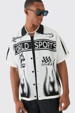 boohooMAN Boxy Fit Knitted Moto Shirt | UK| Shirts