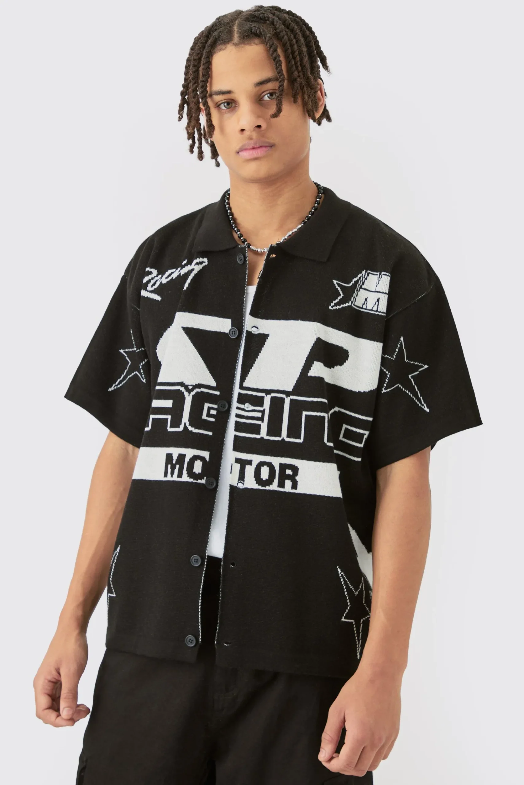 boohooMAN Boxy Fit Knitted Moto Shirt | UK| Shirts|Knitwear