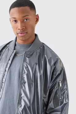 boohooMAN Boxy Fit Metallic Ma1 Bomber | UK| Coats & Jackets
